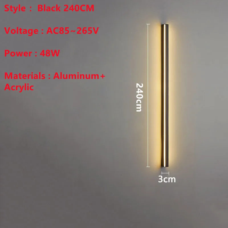 Line Extremely Long LED Wall Lamp 110V 220V 60~240CM Minimalist Sconce For Indoor TV Background Aisle Living Room Villa Lighting