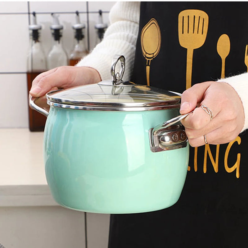 3L Enamel Pot High Style Porcelain Enameled Soup Pot Saucepan For Gas Induction Stewpan Multifunction Cooking Pot For Kitchen