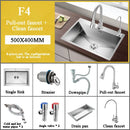 Stainless Steel Kitchen Sink Farmhouse Above Counter Undermounter Single Bowel Wash Basin With Gourmet Faucet Drain Accessories